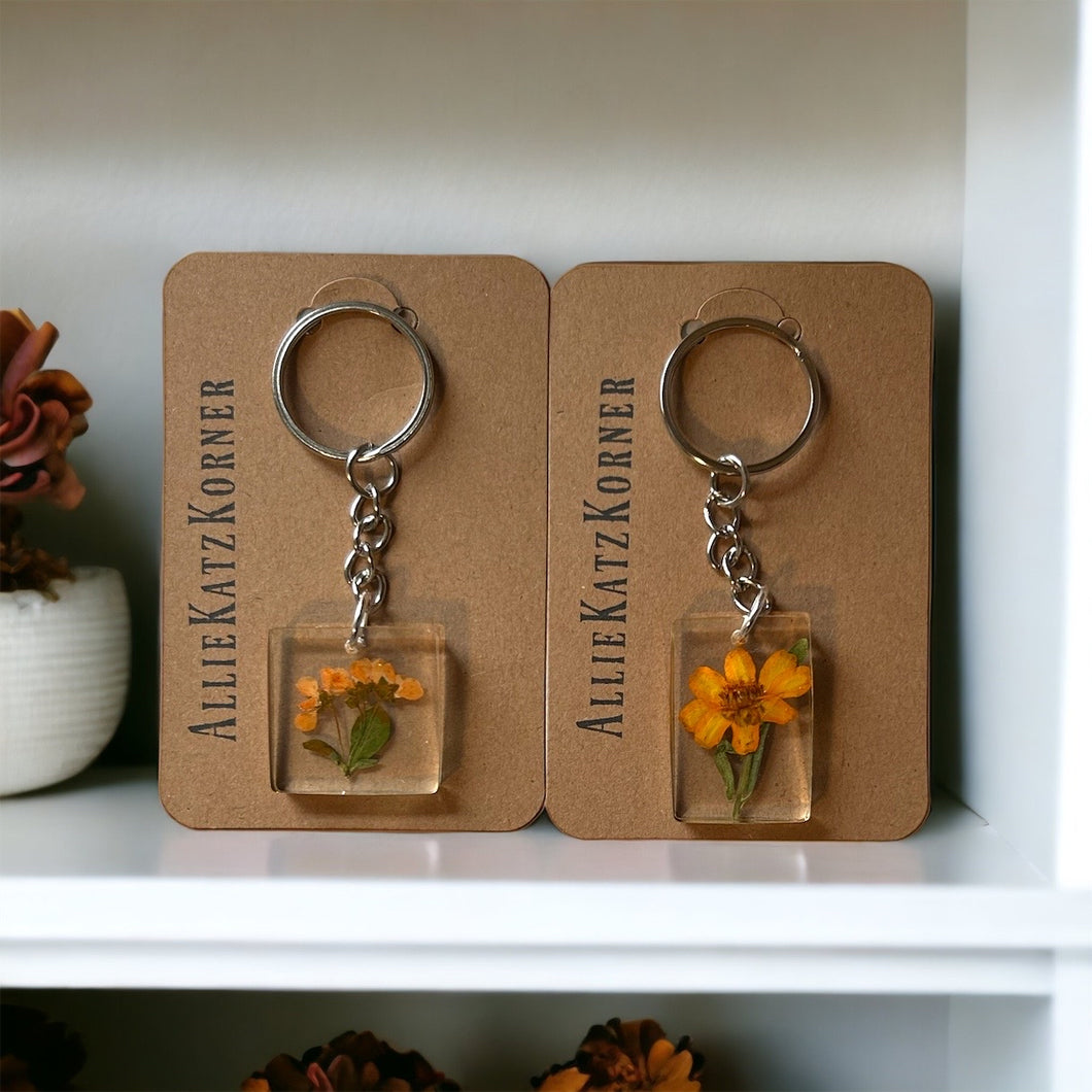 Floral Resin Keychains ~ Flowers with Stem