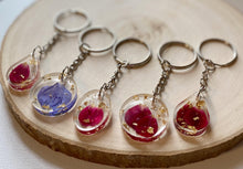 Load image into Gallery viewer, Floral Resin Keychains ~ Petals with Gold Foil
